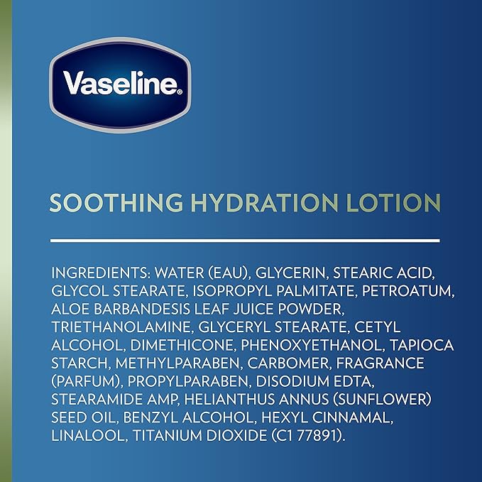 Vaseline Soothing Hydration 2-Pack – Intensive Care Moisturizing Hand and Body Lotion with Aloe, Ultra-Hydrating Lipids, 48 Hours of Moisture, 10 Oz Ea