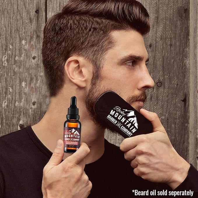 Men's Hair Brush- 100% Pure Black Boar Hair Natural Bristle for Beard, Moustache - Firm Military Style with Handmade Wood Handle – No Snags, No Scratch, Gentle Bristle – Use with Beard Oil