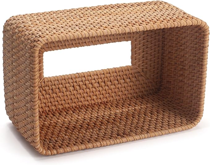 Rattan Tissue Box Cover, Rectangle Wicker Tissue Box Holder, Boho Tissue Box Cover for Living Room, Bathroom, Kitchen, Bedroom, 10.2 x 6.2 x 5.3 inch, Natural