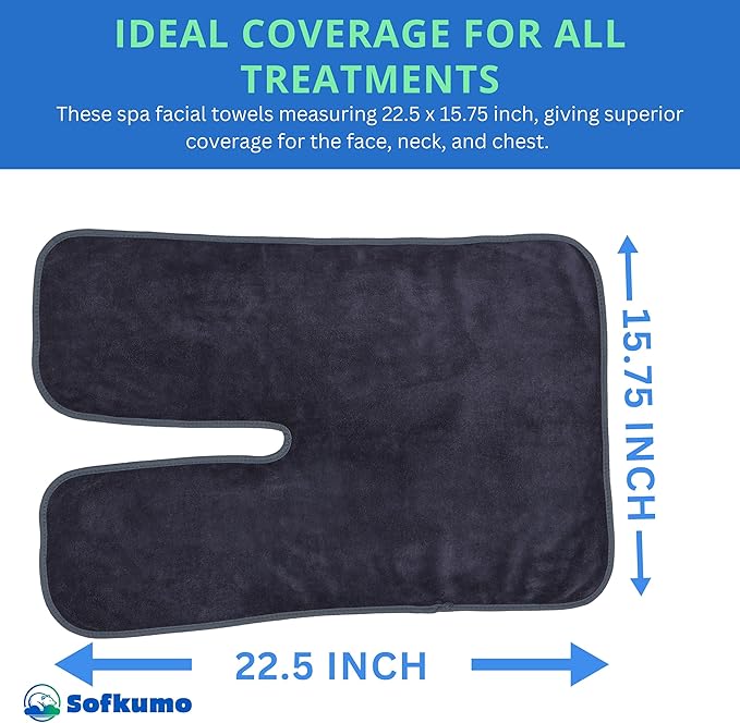 Microfiber Facial Towels for Estheticians - Set of 5 Spa Face Towels for Women, Professional Esthetician Supplies and Esthetician Essentials, Extra Soft, Large U Shaped Massage Spa Towels
