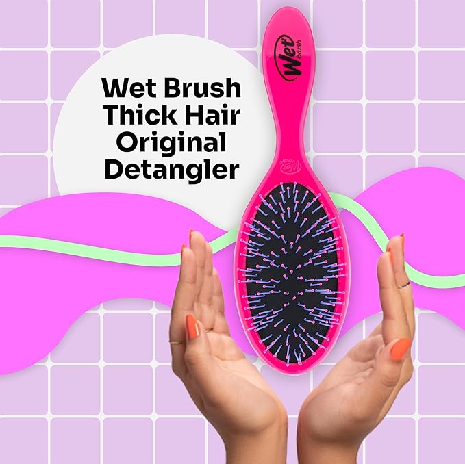 Wet Brush Thick Hair Detangling Brush, Pink, Ultra-Soft IntelliFlex Bristles Glide Through Tangles With Ease, Pain-Free Detangler for All Hair Types, Wet & Dry