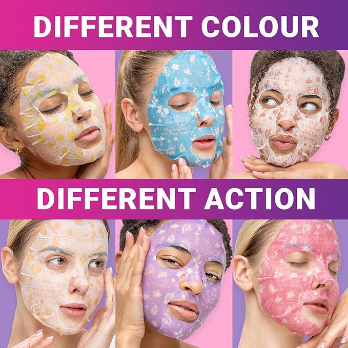 6 Pack of Sheet Face Masks Skincare - Collagen Face Mask Sheets with Hyaluronic Acid, Vitamin C, Snail Mucin - Facial Sheet Mask for Hydrating, Moisturizing, Rejuvenating