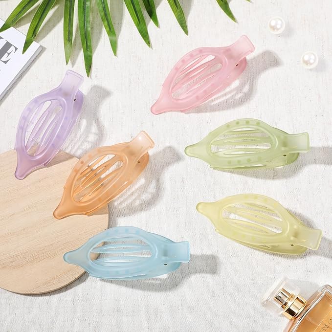 Flat Hair Clips for Women - 6 PCS French Flat Claw Clips Medium Hair Clips for Girls Large Hair Claw Clips for Thick or Thin Hair Strong Hold No Slip Hair Accessories for women (Ice Cream)