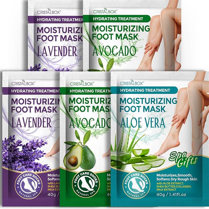 5 Pack Moisturizing Foot Mask,Hydrating Foot Masks for Dry Cracked Feet,Moisturizing Socks Dry Skin Moisturizer for Soft and Smooth Touch Feet,Foot Care Spa Gifts for Women Men Easter Basket Stuffers