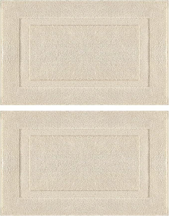 SHACOS Super Soft Bathroom Rugs Set of 2 Pieces 32x20 inch Fluffy Absorbent Bath Mats Non Slip Washable Bath Rugs Bathroom Carpet for Shower Tub, Light Beige