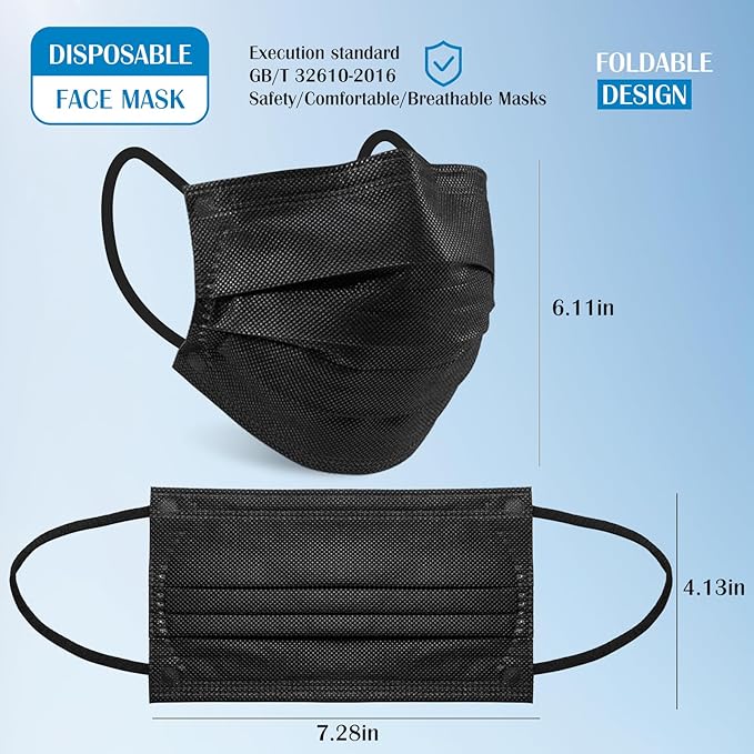 Disposable Face Mask For Adults - Travel Essentials, 100 Pack Individually Wrapped, 4 Ply Protection,Safety Masks Disposable