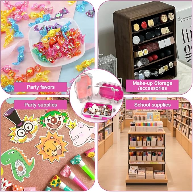 6 Pcs Mini Suitcase Favor Box Plastic Luggage Storage Empty Candy False Eyelashes Small Suitcase for Wedding Travel Decoration