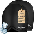 MyHalos® Migraine Relief Cap, 30% Thicker, 2X More Cooling Gel, Stays Colder for Longer, Form Fitting Ice Hat, Ice Pack Head Wrap Relief, Tension Headache Relief Cap (Black - Pack of 2)