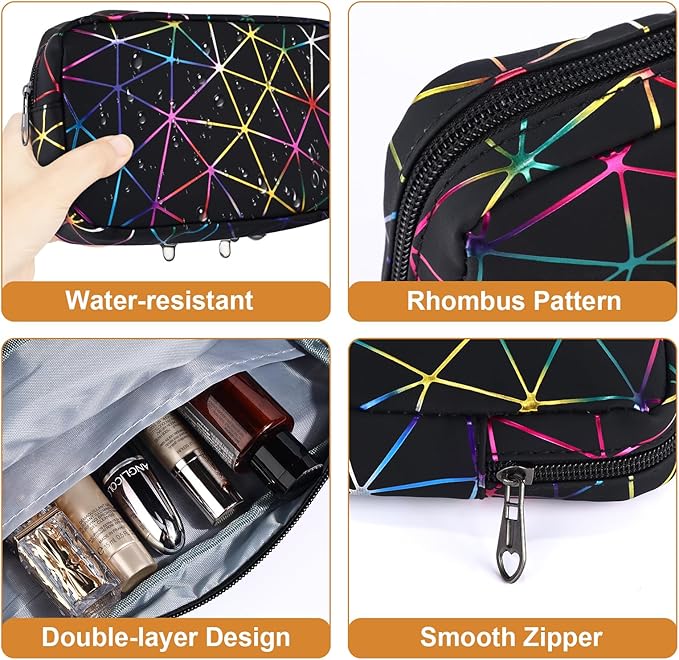 Period Bag for Girls Womens, Leather Sanitary Napkin Storage Bag, Portable Menstrual Pad Bag Period Pads Pouch, Small Make Up Bags(Colorful Black)