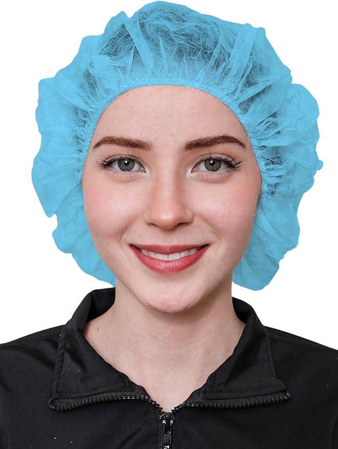 Unisex Polypropylene Bouffant Caps [100 | 1000 | BLACK | WHITE | BLUE | RED |ORANGE | GREEN | 21" | 24" | 28"]