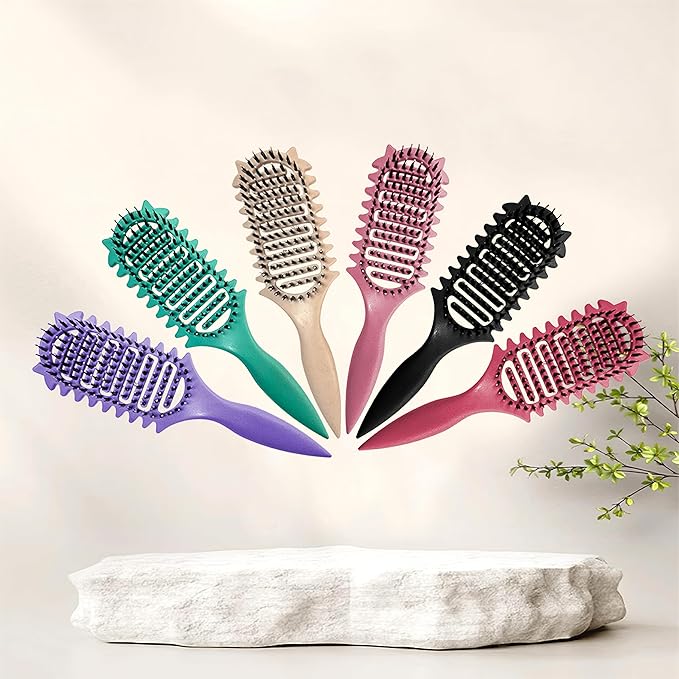 New Curly Hair Brush Ventilated Boar Bristle Hair Brush,Curl Defining Brush,For Curly Hair Wet,Curl Defining Brush For Women And Men(Rose Red)