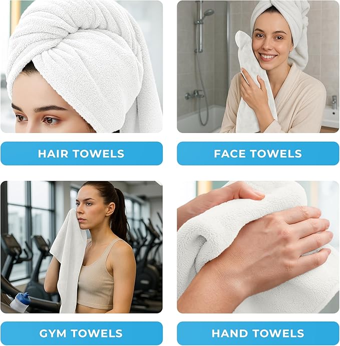 Avalon Towels Microfiber Salon Towel - White Hand Towels Bulk 24 Pack - Lint Free Fleece Microfiber Hand Towel, Soft & Ultra-Absorbent Ideal for Facial Spa & Gym Work Out 16"x26" (Not Bleach Proof)