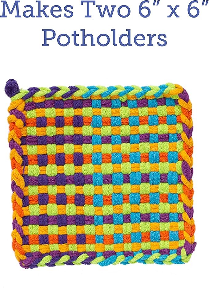 Friendly Loom | 7” Traditional-Sized Multicolor Potholder Weaving Loops | Craft 2 Cotton Potholders