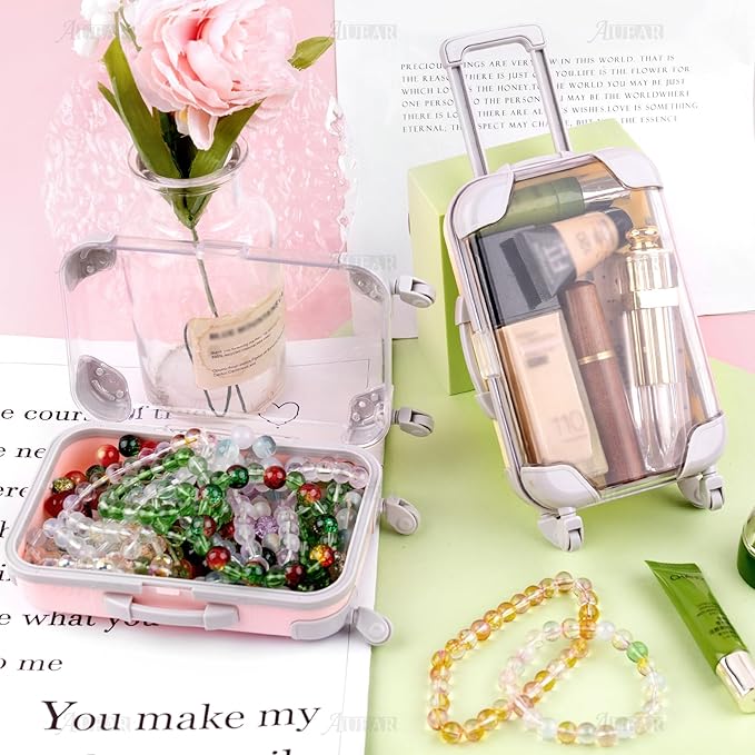 AUEAR, 2 Pack Mini Empty Luggage Storage Box Clear Suitcase Packaging Case