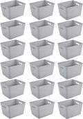 Sterilite 18 Pack Plastic Storage Bin Organization Containers, Tall Baskets, Cement