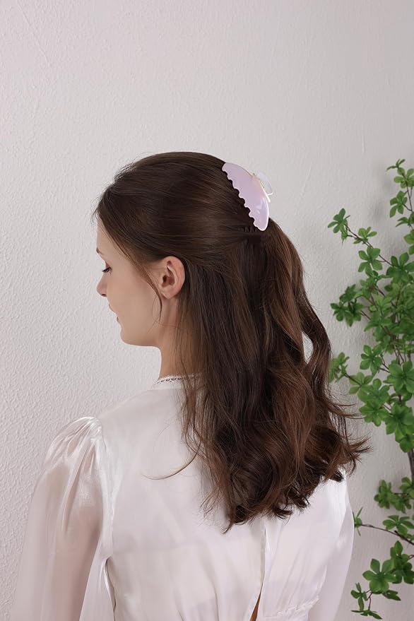 Durable Acetate Hair Clips - 4-Inch Sequin Powder Claw Clips for Fine and Thick Hair (Sequin powder)