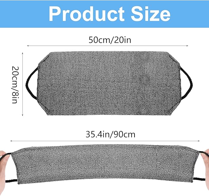 2pcs Exfoliating Back Scrubber Nylon Shower Bath Exfoliator Extended Length Body Scrub Towel Stretchable Pull Korean Washcloth Strap with Handles(Blue + Gray)