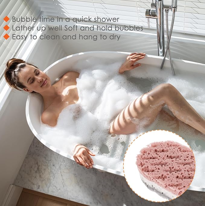 3PCS Bath Sponge for Women Soft Bath Sponge Gentle Sponge Loofah Body Scrubber Shower Sponge for Body Wash Bathroom Deep Cleansing Bathing Sponge Bathing Accessories