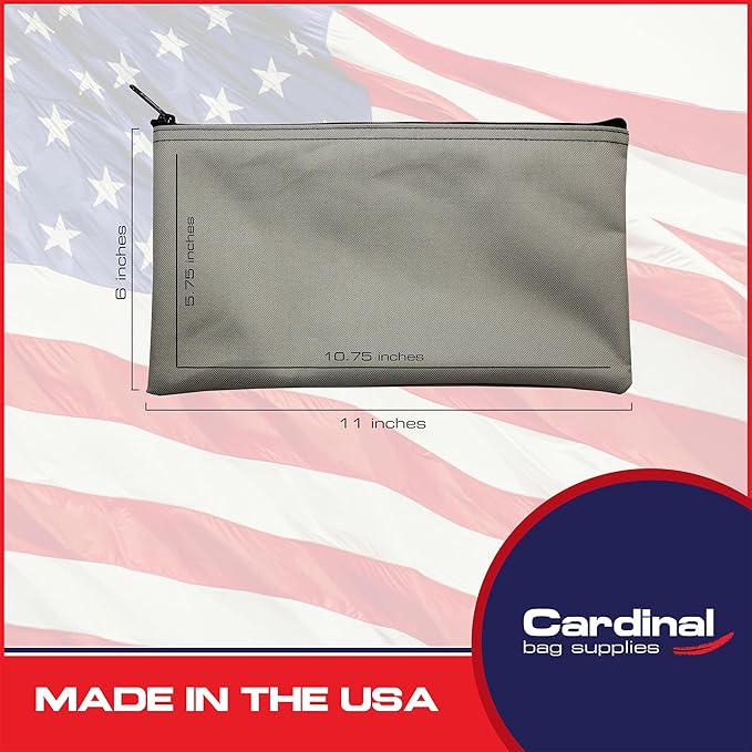 Multipack of 2 Compact Zipper Cloth Pouches, Zipper Bag, Travel Toiletry, Cosmetics, Stationary Case, 11 x 6 inches (Gray)