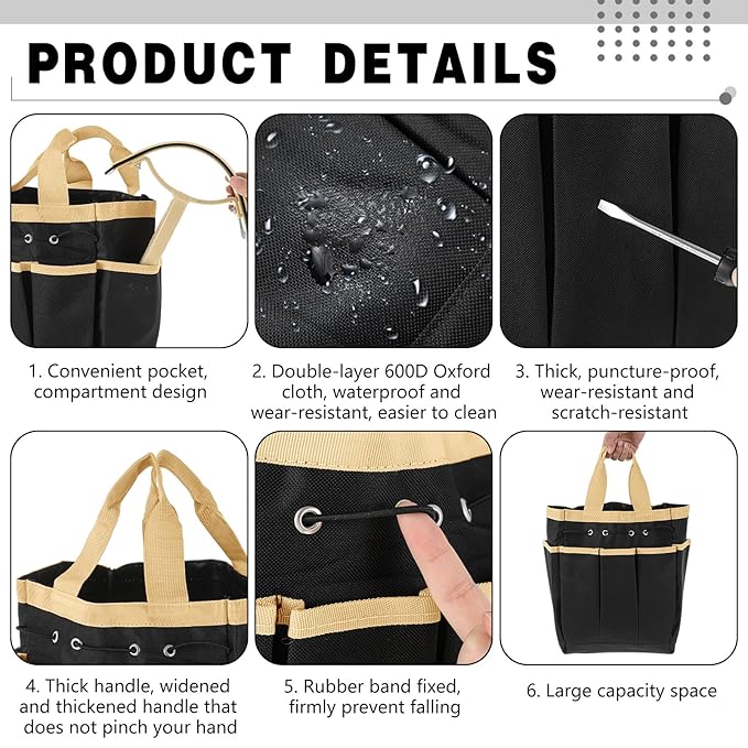 Abbylike Grooming Tote Bag for Horses and Dogs Organize Tack Tools Equestrian Grooming Kit Care Portable with Multiple Pockets for Supplies(Vintage,15 x 12 x 5.5 Inches,Khaki and Black)