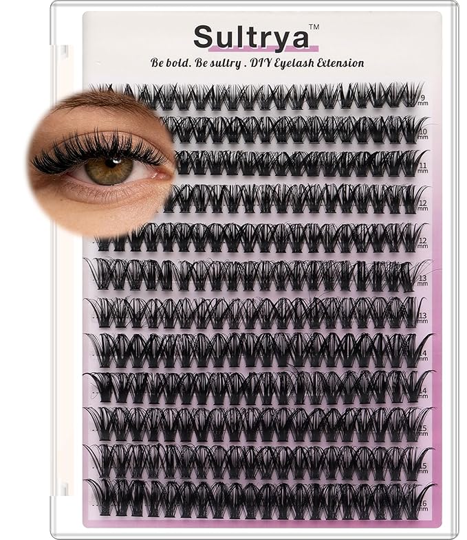 50D Lash Clusters 240 PCS – DIY Individual Eyelash Extensions, Volume Wispy D Curl Cluster Lashes, Natural Look False Eyelashes for Daily Wear, Easy Self Application, Lightweight (9–16mm, 50D)