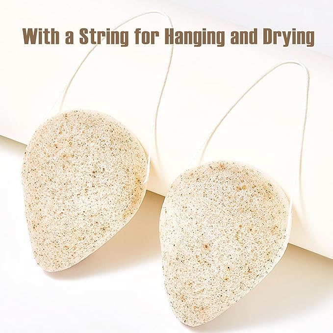 Natural Walnut Konjac Facial Sponges - Waterdrop- for Gentle Face Cleansing and Exfoliation Eco-Friendly - Skincare Face Body Washing Cleaning - with Walnut + Konjac,3pc.