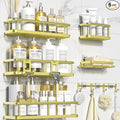 YASONIC Shower Caddy, 6 Pack Large Capacity Bath Organizer with Soap Holder and 12 Hooks, Rustproof Shower Shelves for Inside Shower, No Drilling&Sleek Bathroom Organizers and Storage Gold