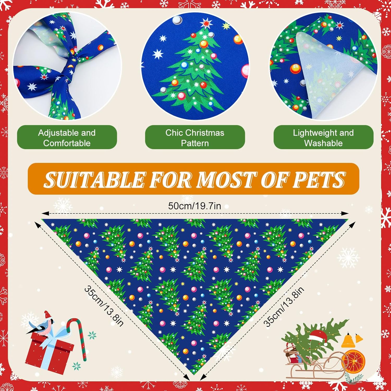 Abbylike 100 Pcs Christmas Dog Bandanas Bulk Xmas Bandanas for Dogs Triangle Kerchief Bibs Scarf Set for Pet Xmas Costume Photo Props Accessories Pet Shops Grooming, 25 Styles (31.5 x 21.7 x 21.7)