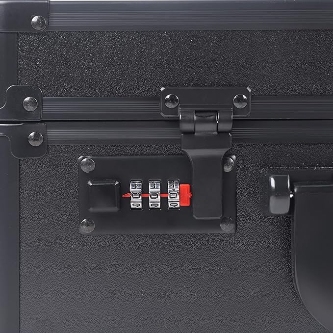 Professional Barber Case, Beauty Salon Barber Case with Code Lock, Hair Stylist Tool Kits Organizer Barber Travel Carry Case Hairdresser Tool Box for Beauty Salon Makeup Artist (Black)