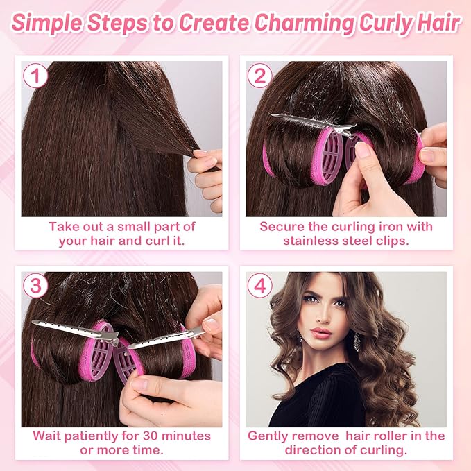41 Pcs Jumbo Hair Curlers Rollers with Clips Big Hair Rollers with 3 Sizes 64mm 55mm 48mm, Self Grip Hair Roller for Long Medium Short Thick Thin Bangs Volume, Hair Roller with Comb Braid Tool
