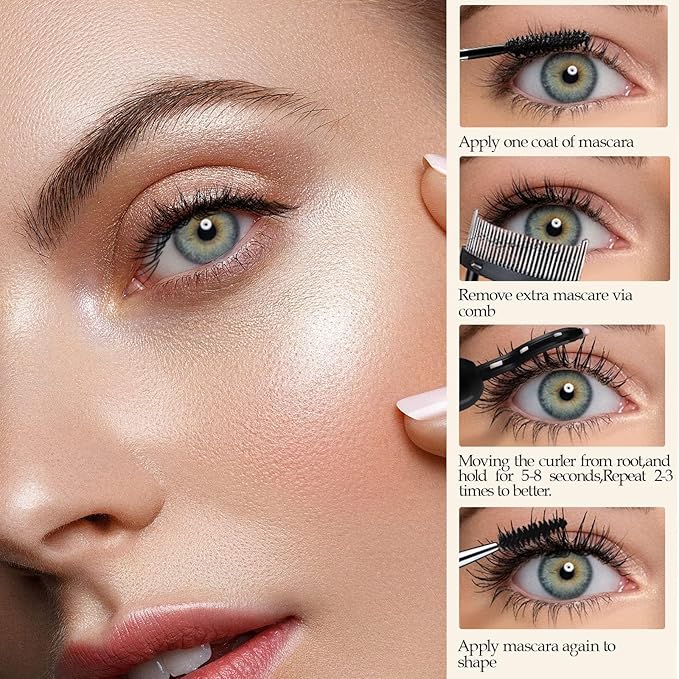 ZAPAL Heated Eyelash Curler, Heated lash Curler, Intelligent Power Off Electric Eyelash Curler Heated Quickly 24 Hs Lasting Natural Makeup (Snow White/Gold, X8-132mm)