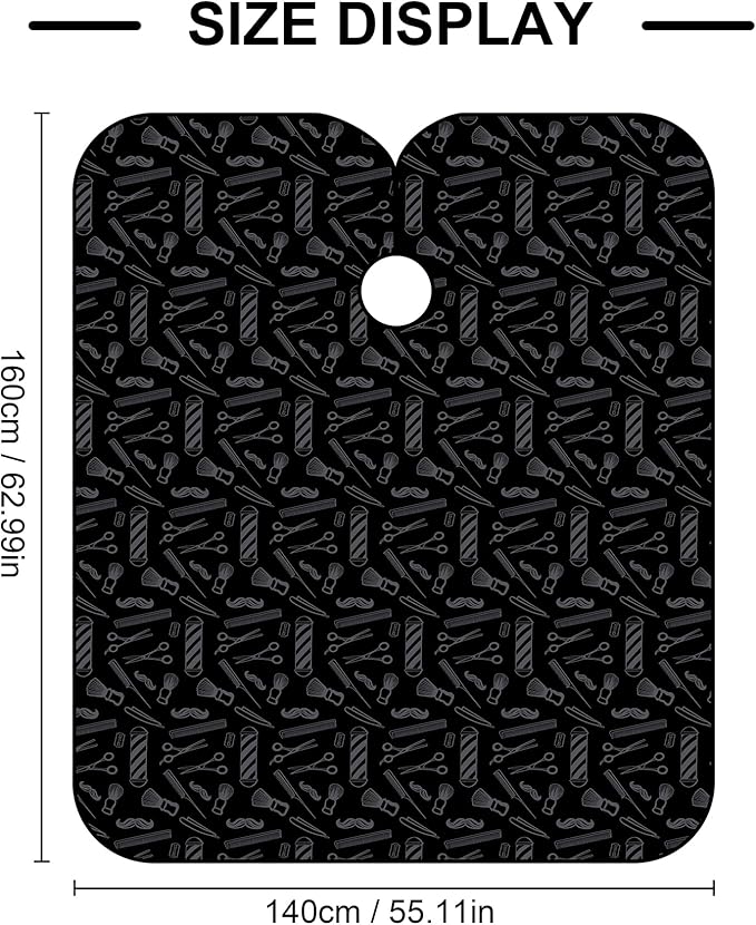 Black Hair Cutting Barber Cape Professional Nylon Waterproof Chemical Salon Color Cape for hair stylist, 62" x 54"