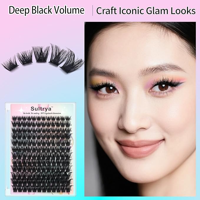 Lash Clusters DIY Eyelash Extensions Volume Lashes Wispy False Eyelashes Self-Application Lash Clusters Faux Mink at home with Natural Look (8-16mm, D01-PURE)