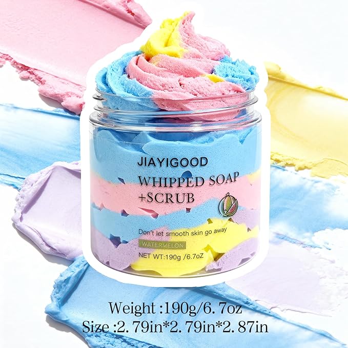 Cream Whipped Scrub Soap Bar - Exfoliating & Moisturizing Body Scrub with Whipped Cream Design, 4.6oz - Gently Exfoliates, Brightens & Deeply Cleanses for Soft, Smooth Skin