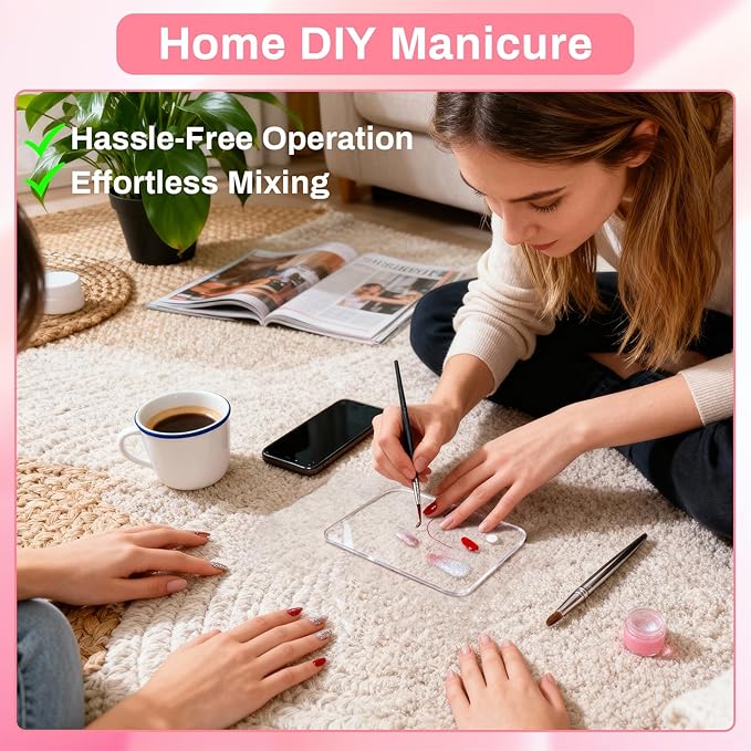 Acrylic Nail Art Palette - Transparent Nail Gel Polish Paint Mixing Pallet Design Plate For Nail Art Foundation Makeup Mixing Tray Display Stand Manicure Tools Supplies Accessories(3.15"×4.72"