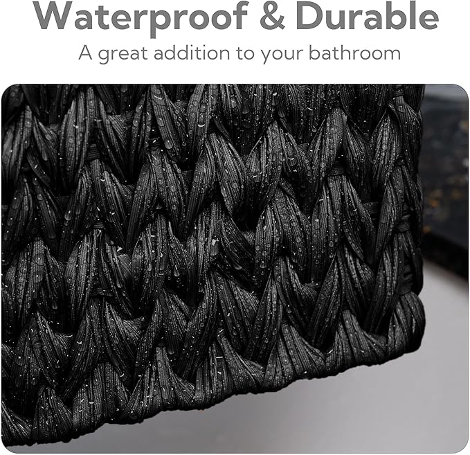GRANNY SAYS Wicker Baskets for Storage, Wicker Storage Basket for Organizing, Large Woven Baskets, Waterproof Basket for Vanity, Home Decor, Black, 3-Pack