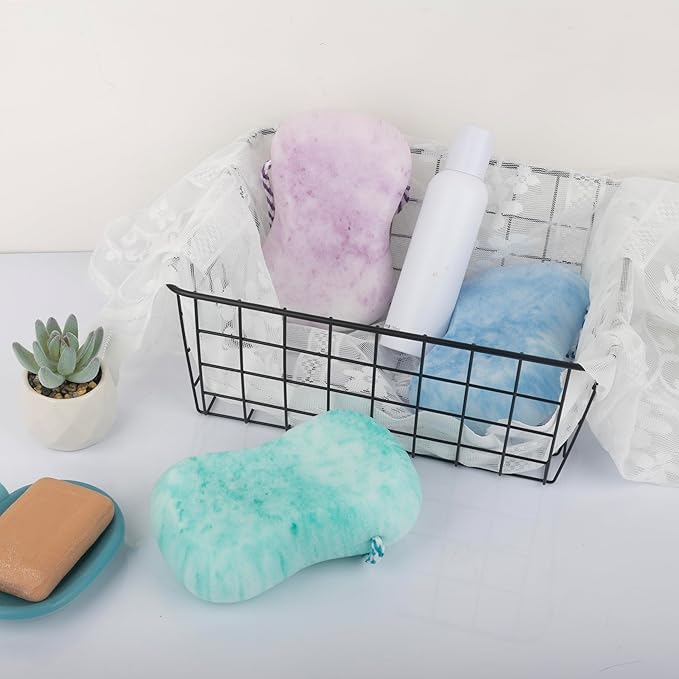 3 Pcs Bath Sponge for Women/Men, Exfoliating Body Sponges Bath Sponges, 3 Colors Pouf Foam Loofahs Sponge to Spa Reusable
