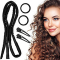 Extended Heatless Curls for Women, 63Inch No Heat Curls Overnight Headband for Long & Short Hair Soft Sleeping Curler, Flexible Creates Wavy Hair Without Damage (Black)