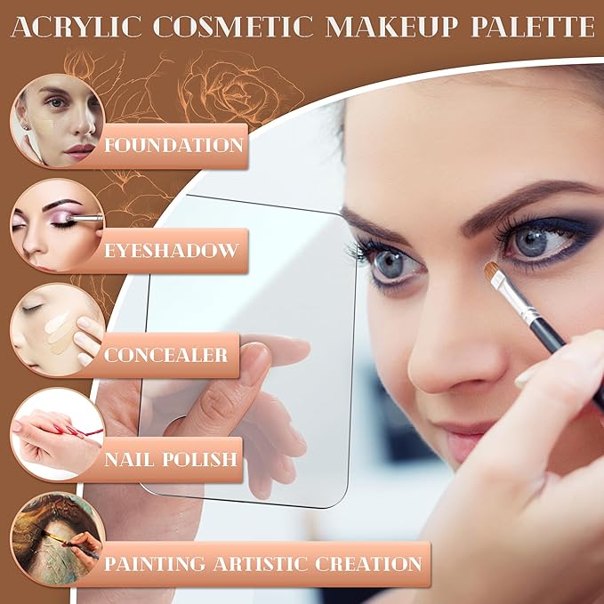 Acrylic Cosmetic Makeup Palette, 4 in 2 Set Makeup Mixing Palette with Spatula, Makeup Palette Mixing Tray, Foundation Mixing Palette, Paint Palettes