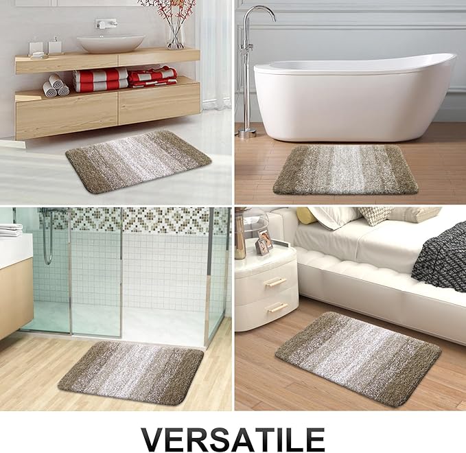 OLANLY Bathroom Rug Set 2 Piece, Soft Absorbent Microfiber Bath Mats and U-Shaped Contour Toilet Rug, Non-Slip, Machine Wash Dry, Plush Shaggy Bath Mats for Bathroom (24"x16"+24"x20", Coffe)