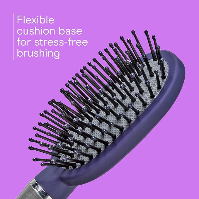 Conair Totally Smooth Mini Hair Brush, Soft-Touch Handle, Ball-Tipped Bristles for Detangling Wet or Dry Hair, Color May Vary