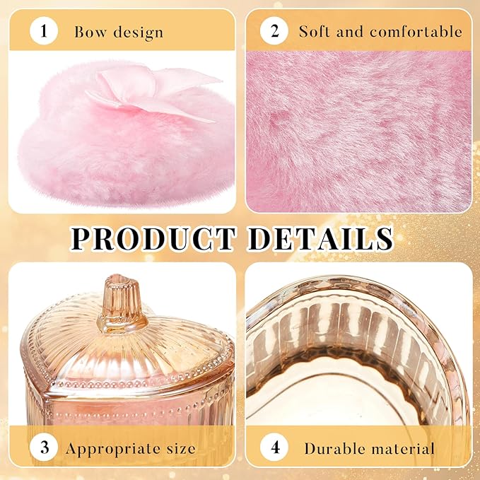 Tioncy 4 Pcs Large Body Powder Puff and Container Extra Large Body Powder Puff Dish Soft Washable Reusable Fluffy Makeup Sponge Wet Dry(Heart,Amber and Clear)