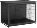 Feandrea Dog Crate Furniture, 44.1" Side End Table, Modern Kennel for Dogs Indoor up to 80 lb, Heavy-Duty Dog Cage with Multi-Purpose Removable Tray, Double-Door Dog House, Ink Black UPFC004B01