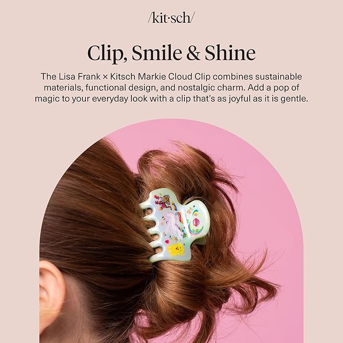 Lisa Frank x Kitsch Medium Cloud Hair Clip for Women - Lightweight & Sturdy Claw Clip with Rounded Edges for Comfortable Hold, Ideal for Half-Up Hairstyles & Low Buns - Markie