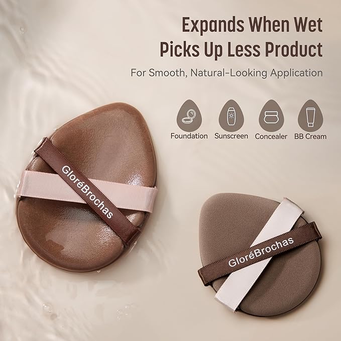 Makeup Sponge Set 4 Pack Micro Porous Low Absorption Soft Latex Free Foundation Powder Puff, Dual-Ribbon Beauty Sponges & Blenders for Powder Cream