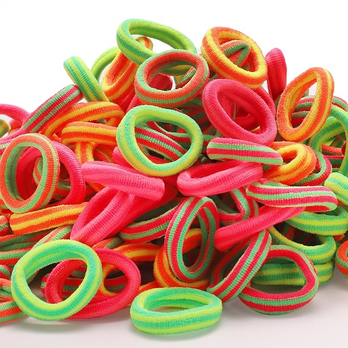 200 Pack Hair Ties BEoffer Baby Toddlers Girls Elastics Hair Bands No Damage Multicolor Colorful Small Rubber Bands Ponytail Pigtails Holders Not Harm to Hair (Colorful Stripes)