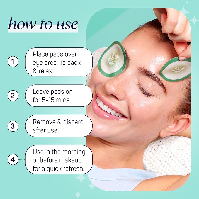 SpaLife Cooling Cucumber Eye Pads | Korean Dark Circles & Puffy Eyes Treatment | Nourishing Cucumber Eye Pads | Eye Mask for Puffy Eyes Daily Depuffing Eye Patches | 48 Count