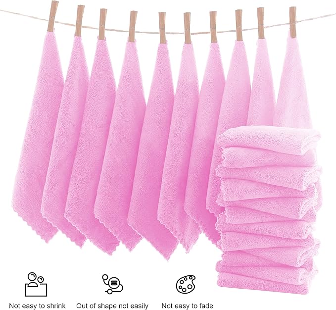 MOONQUEEN Ultra Soft Premium Washcloths Set - 12 x 12 inches - 24 Pack - Quick Drying - Highly Absorbent Coral Velvet Bathroom Wash Clothes - Use as Bath, Spa, Facial, Fingertip Towel (Frozen Berry)