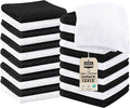 Utopia Towels 24 Pack Cotton Washcloths Set, 100% Ring Spun Cotton, Premium Quality Flannel Face Cloths, Highly Absorbent and Soft Feel Fingertip Towels, Black, White