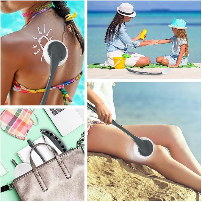 Lotion Applicator for Back, 20.5'' Replaceable Back Lotion Applicator, Easy Washable, Suitable for Use by Elderly, Men and Women（Grey）